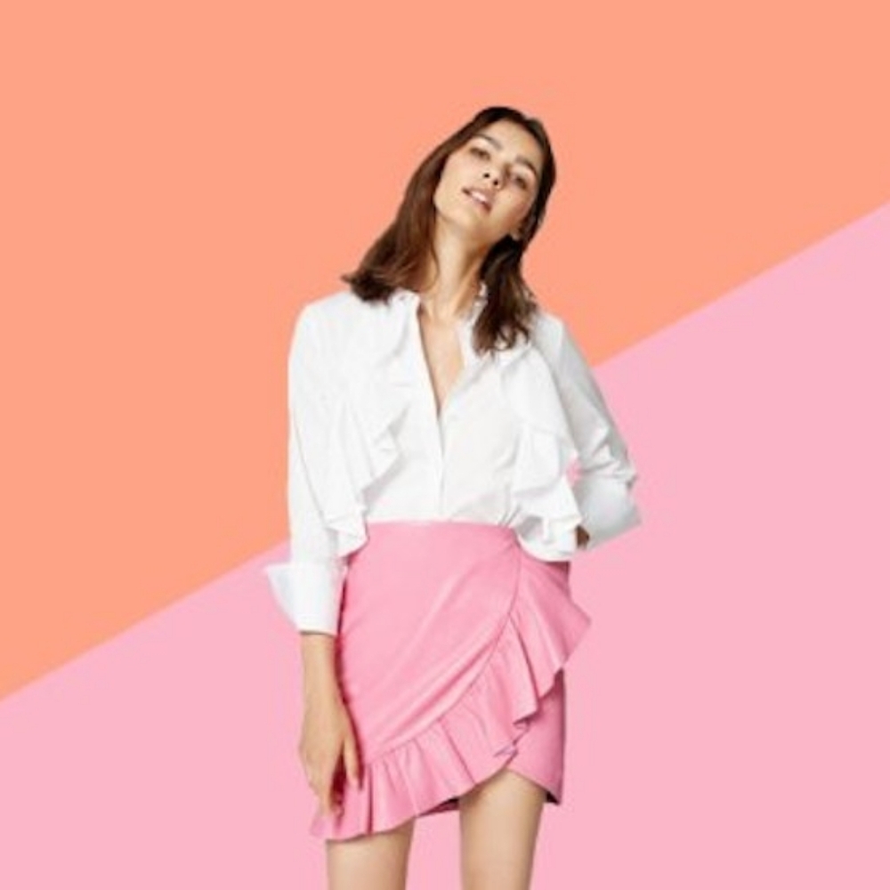 Uterque Pink Leather Skirt